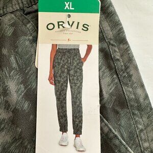 Orvis Women's Tencel Joggers Pant Size XL Camo Green Boho Relax Fit Comfy (NEW)